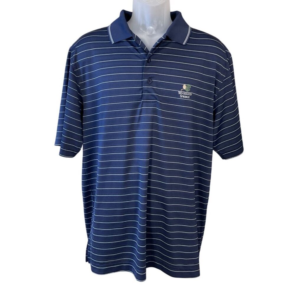 Monterey Club Striped Polo LG Woodloch Springs Logo  Textured Jacquard Golf Wear